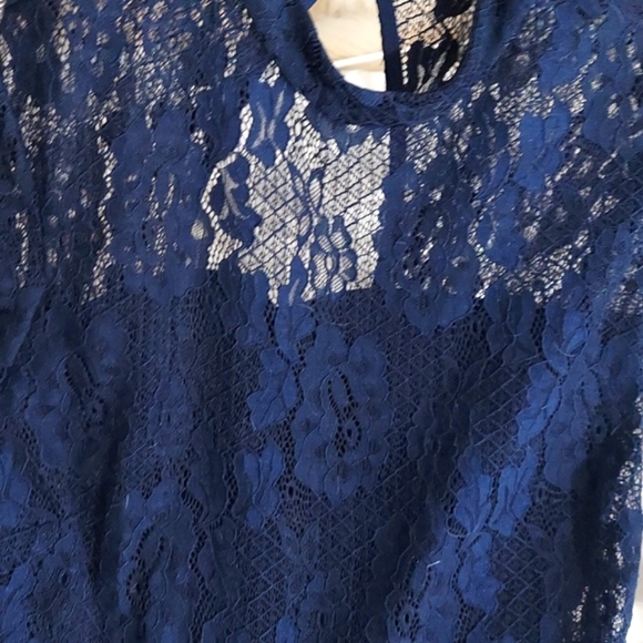 Sixty Triangles juniors Blue lace 2fer flowy dress Sz 13 - Picture 3 of 16